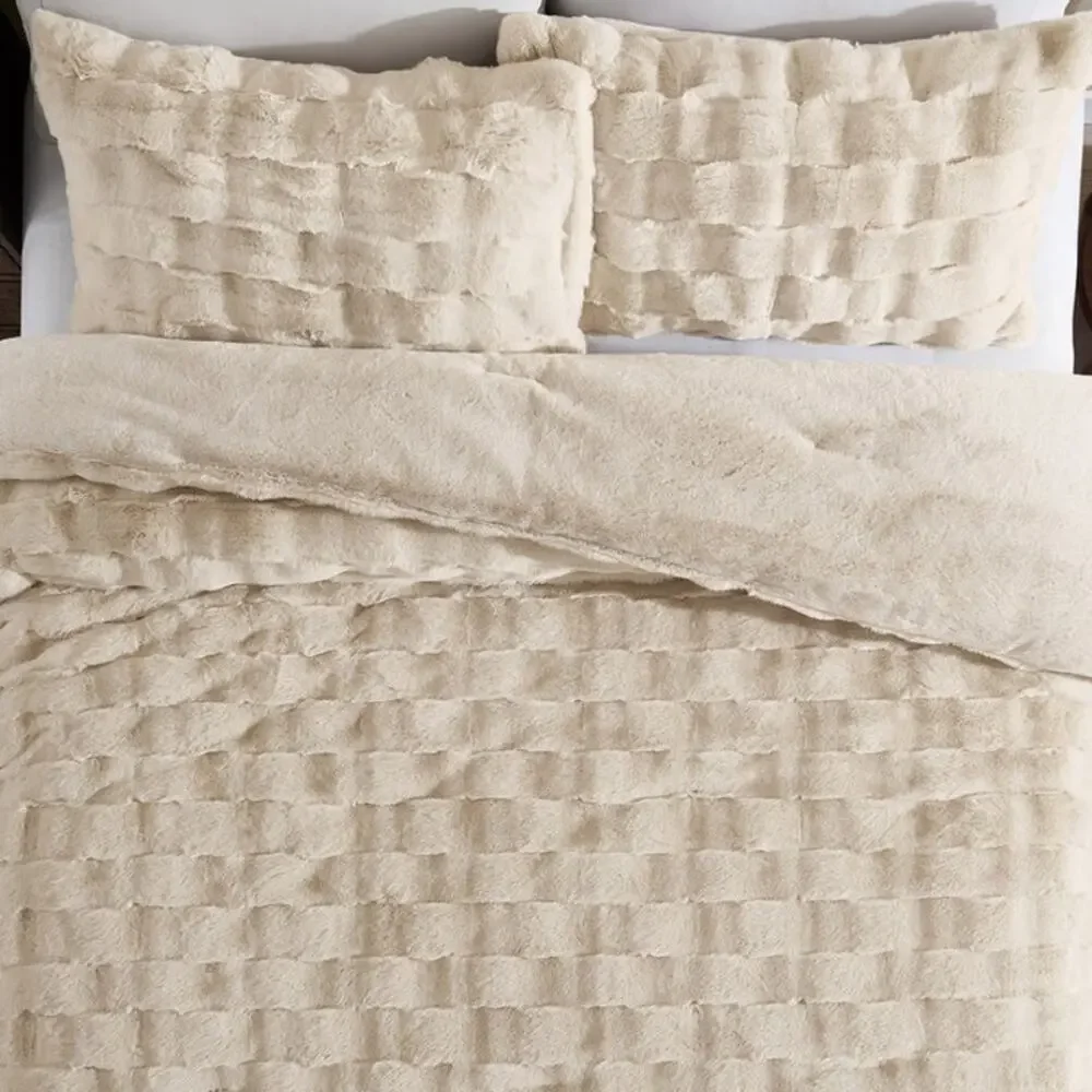 FRYE Faux Fur Comforter Set, 3-piece Set KING SIZE
